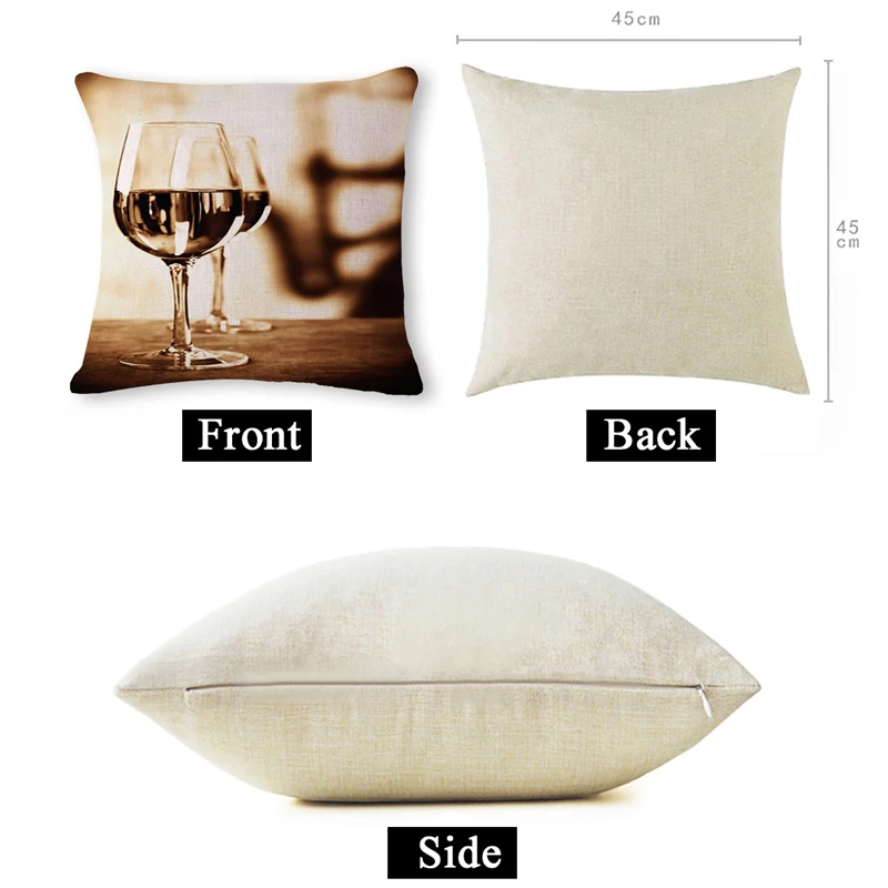 WL Candy L 45*45 см льняная Подушка наволочки креативный кубок красного вина узор