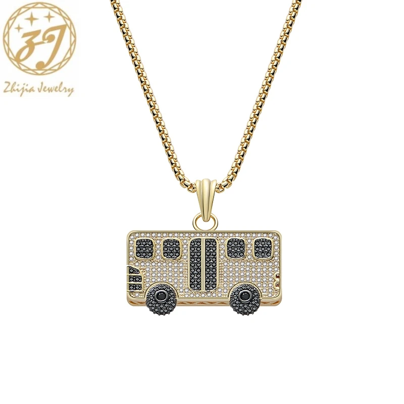 Zhijia кристаллы стразы цирконий уникальная подвеска-автобус дизайн длинная