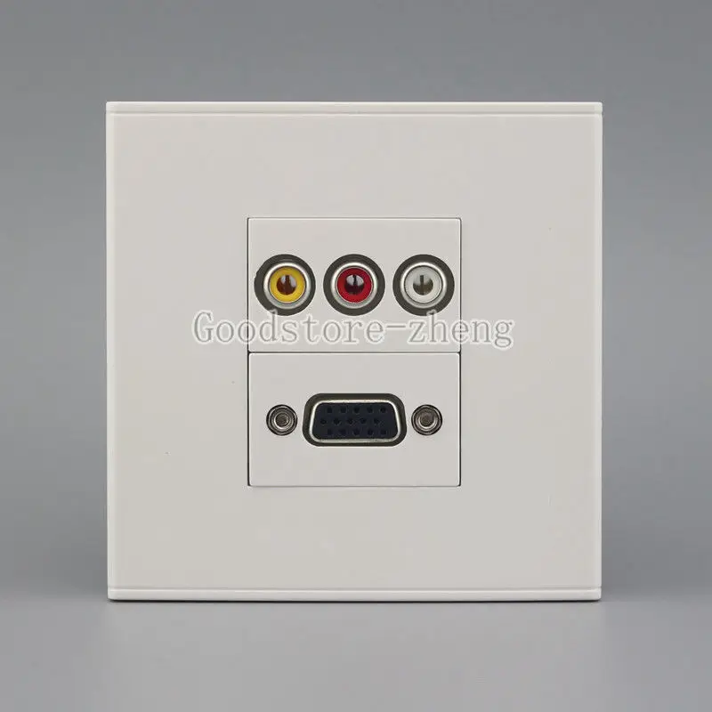 Настенная Лицевая панель 3RCA AV Audio + VGA Jack Розетка Ассорти | Компьютеры и офис
