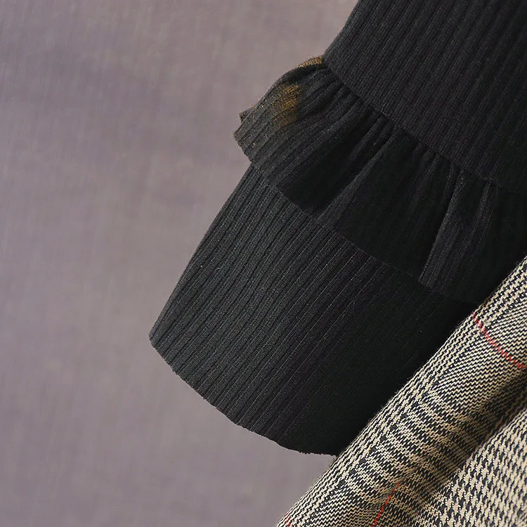 Платье для девочек цельнокроеное осеннее трикотажное платье-свитер с длинными