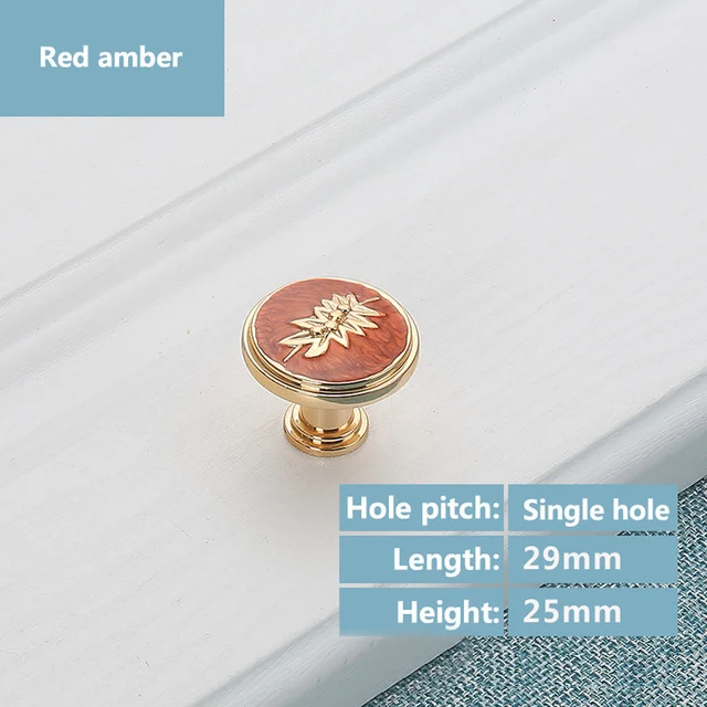red amber KAK Европейский стиль ручки шкафа современные цвета слоновой кости белые ручки для выдвижного ящика дверные ручки к шкафу модная мебель ручки - Цвет: red amber