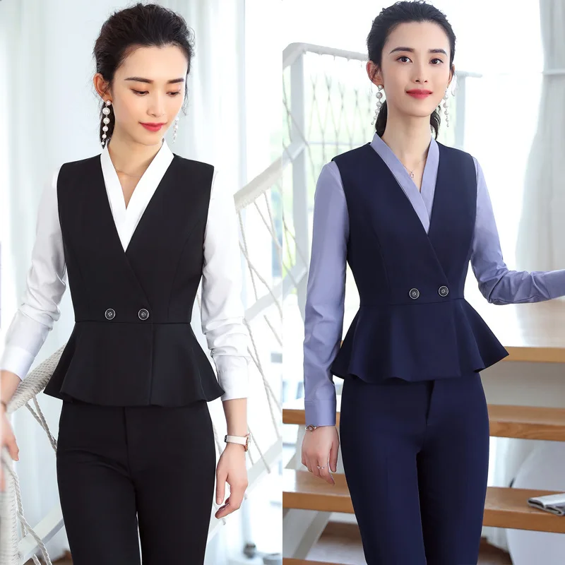 

IZICFLY новый стиль жилет и брюки dames pakken для женщин костюмы офисный комплект Летняя униформа формальная рабочая одежда terno feminino