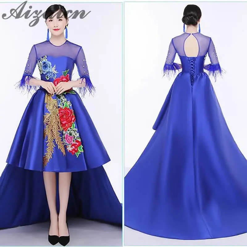 Винтажное вечернее платье из тюля на одно плечо модное китайское Ципао с