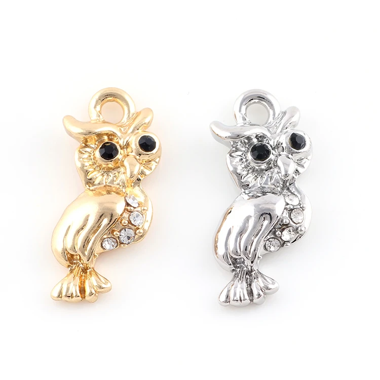 11*34 мм серебро золото хрусталь прелести Сова Подвеска для браслетов и ожерелий DIY