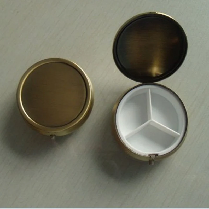 10 шт. бронзовые пустые металлические коробки для таблеток|Многоразовые бутылки| |