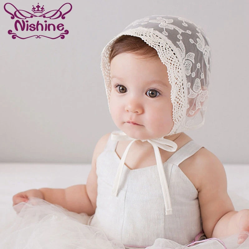 Nishine Nordic Vintage Girl Lace Beanie Hat Kids Princess Summer Sun Bonnet Caps Butterfly Headwear Photography Props |