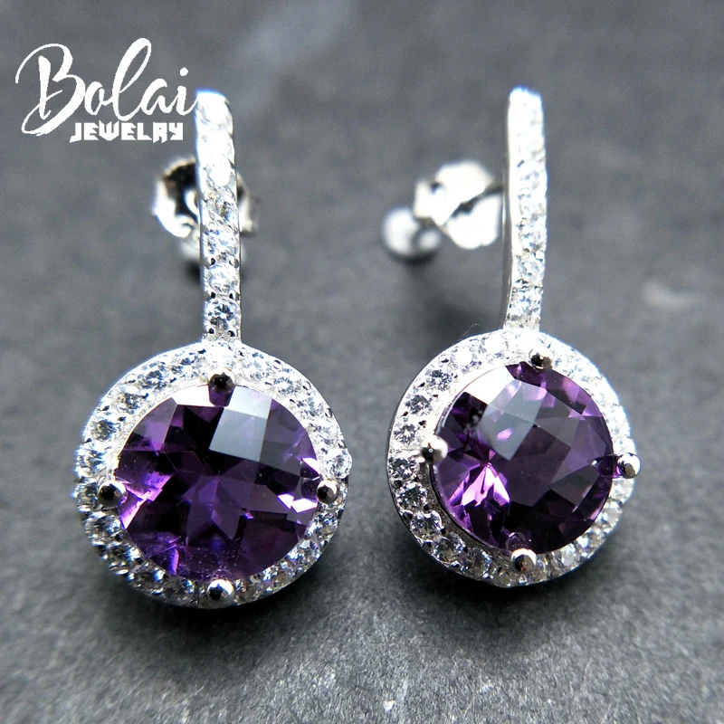 Bolaijewelry, дизайн Природный Африканский аметист круглые 8 мм Чековая доска для женщин юбилей вечерние вещи лучший подарок
