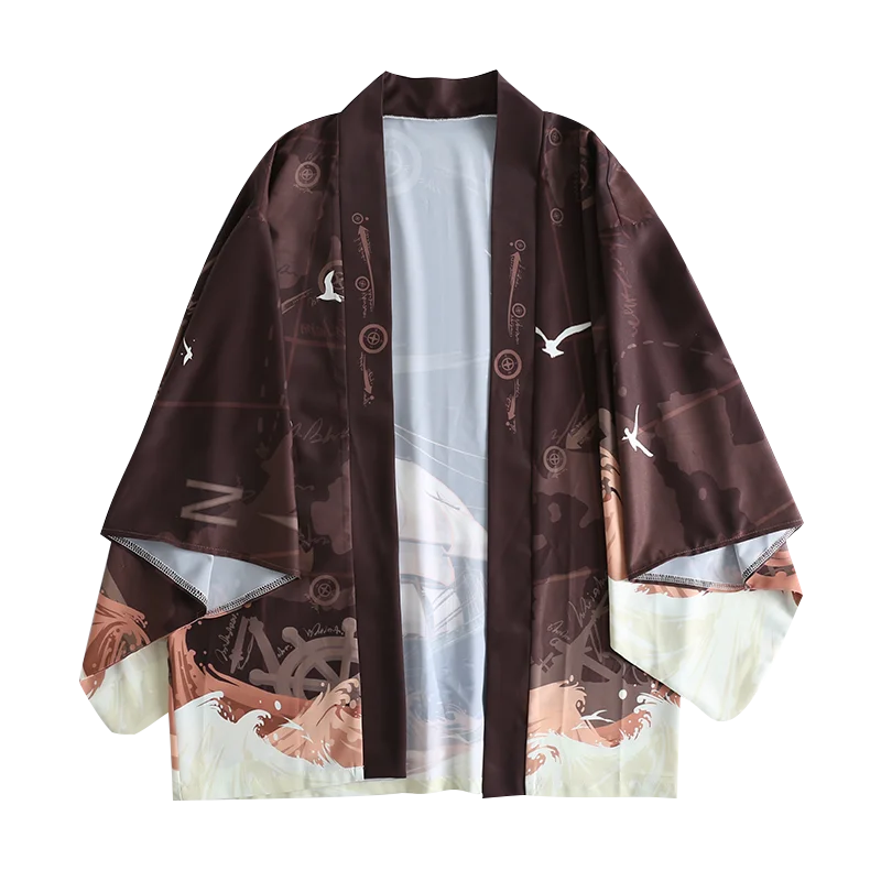 Кардиган кимоно с навигацией и принтом японская женская модная Новая блузка