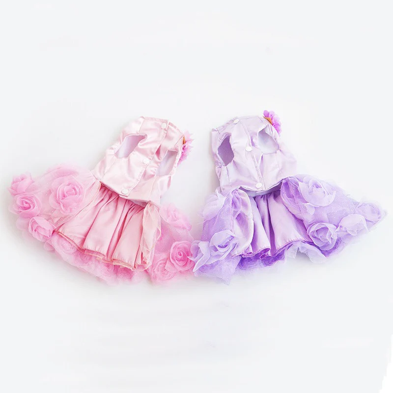 Роза цветок кружева собака одежда для животных щенков маленькая кошка бант пачка