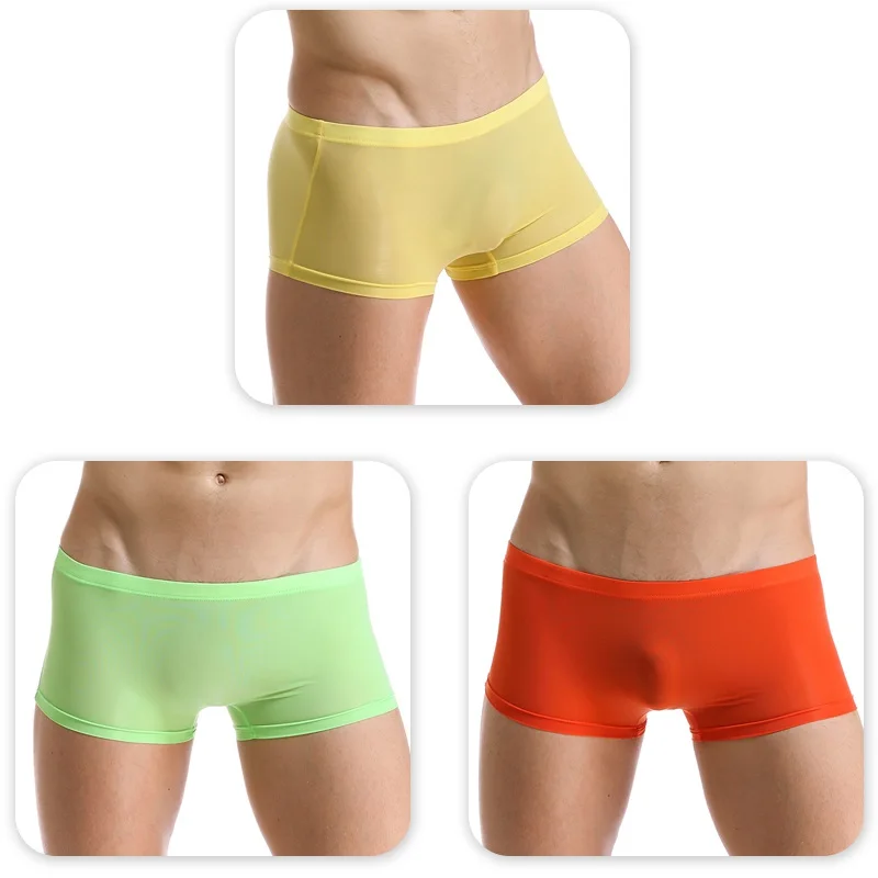 Silk Boxer Underwear Нижнее белье для мужчин, фирменные Прозрачные Боксеры из эластана, шелковые, Sous Vete, для мужчин, t Homme, слипы, сексуальные, горячие, мужские с низкой посадкой, нижнее белье - Цвет: Silk Boxer Underwear