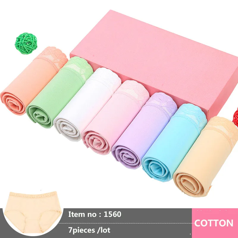 ZJX 7 шт./лот разные цвета сексуальные женские хлопковые трусики Симпатичные для
