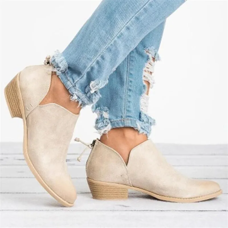

New Autumn Women Boots Female Square Heel Slip on Women High heels Shoes Pointed Toe Casual Ladies Fashion Shoes Women