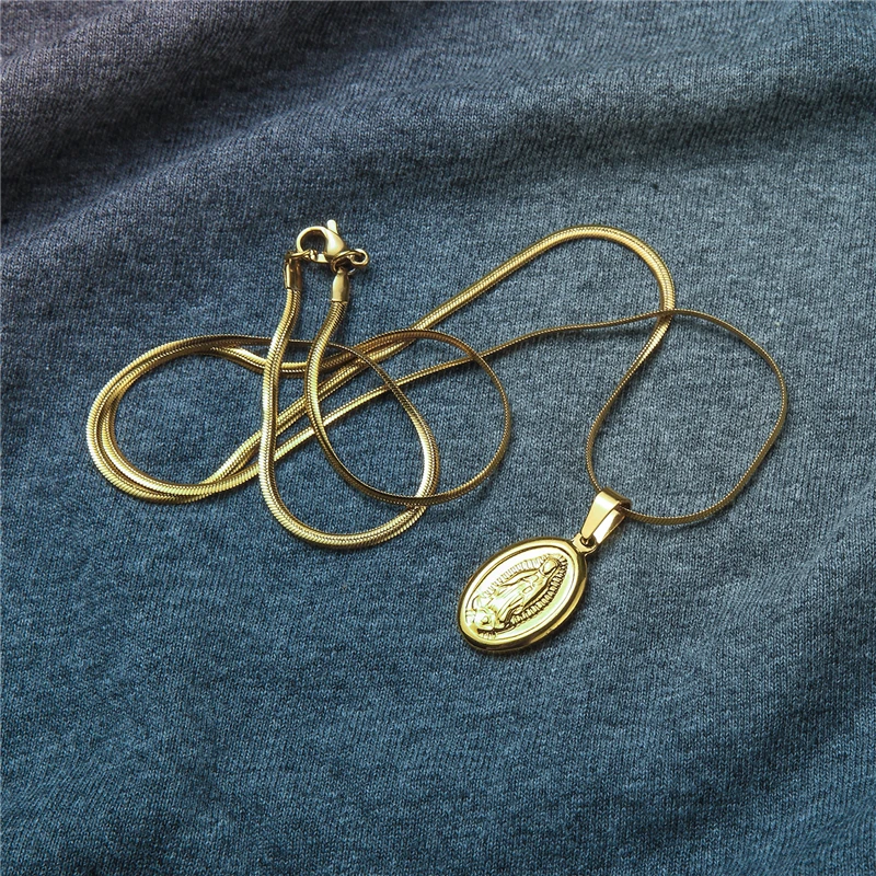 Модное ожерелье Девы Марии для женщин хип хоп мать Мэри кулон золотой медальон