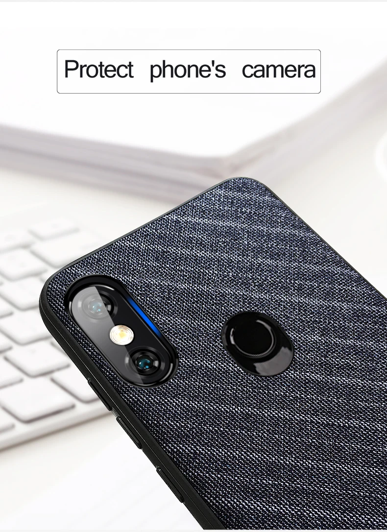 Для Xiaomi Redmi Note 6 Pro Чехол Mofi Redmi Note 6 Pro Чехол Ткань деловая ткань темно ручная работа джентльмен Redmi Note6 Pro Чехол