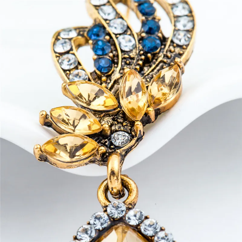 Модные женские серьги 2018 сине-белые кристалл роскошные сверкающие уха