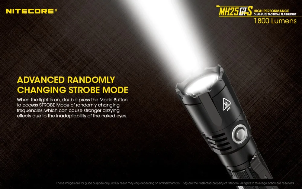 NITECORE MH25GTS 1800LM Тактический CREE XHP35 HD светодиодный водонепроницаемый высокоэффективный тактический фонарь для улицы+ аккумулятор 18650