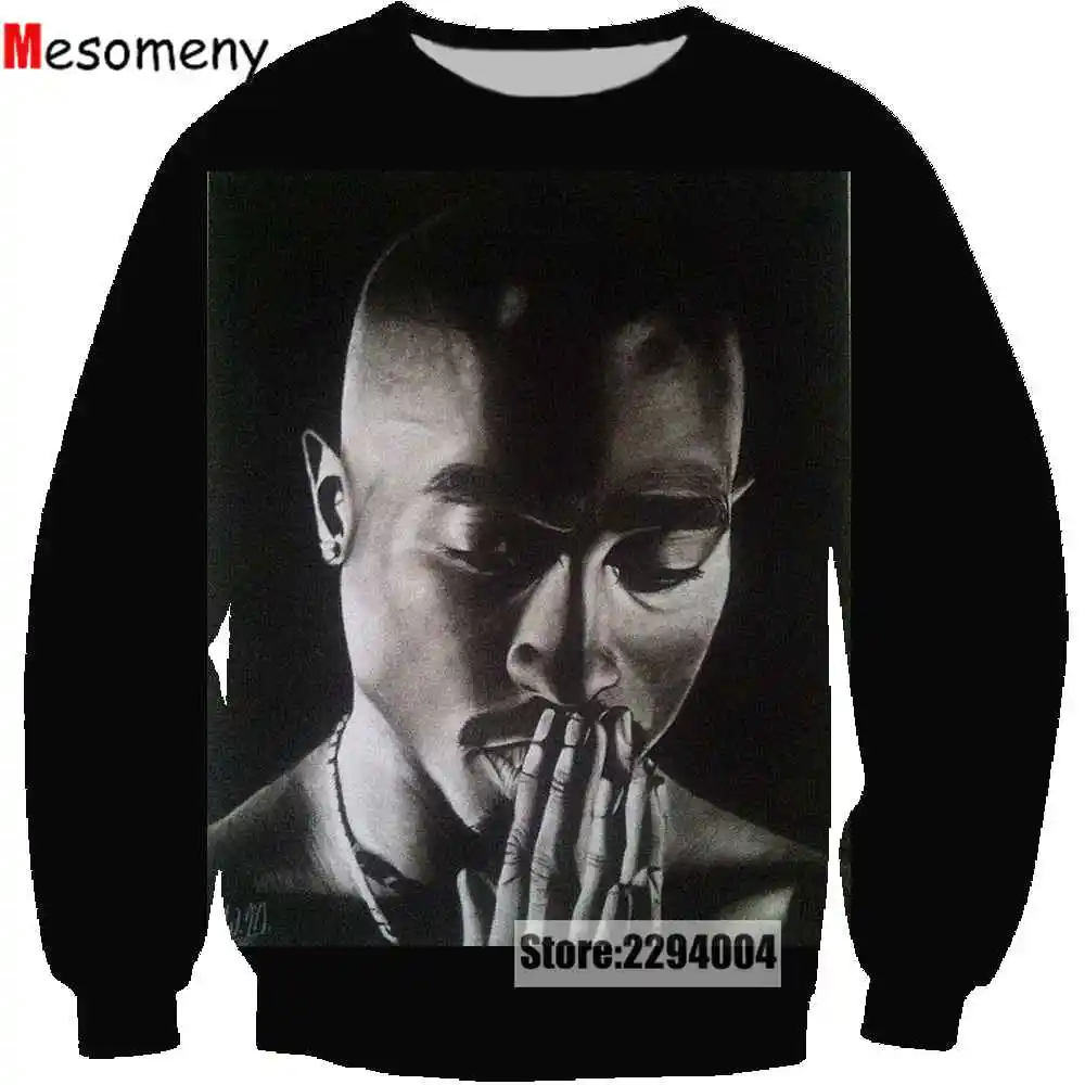Мезо Для мужчин Y Мода женщин толстовка Толстовки 3D принт рок певец 2Pac Тупак Шакур