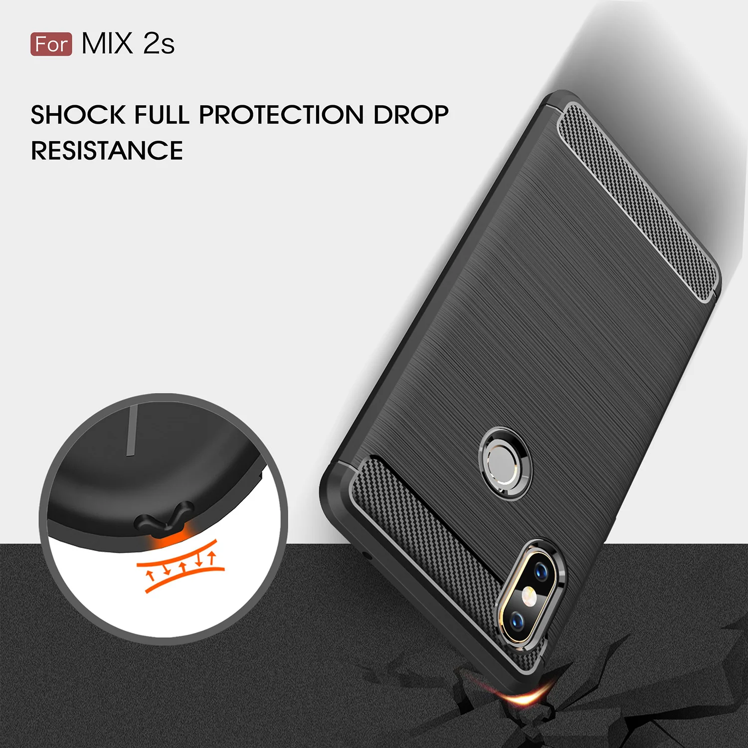 Углеродного волокна чехол для Xiaomi Mix2S Мода ультра тонкий мягкий силиконовый гель