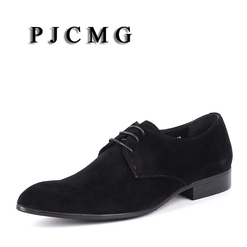 PJCMG Summer Fashion Mens Suede Black/Brown/Blue Casual Man Nubuck Leather Slip-On Leisure Men Flats Chaussure Homme Shoes | Обувь