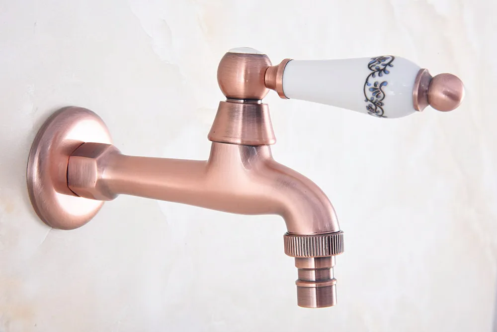 Смеситель для стиральной машины с одной керамической ручкой античная красная