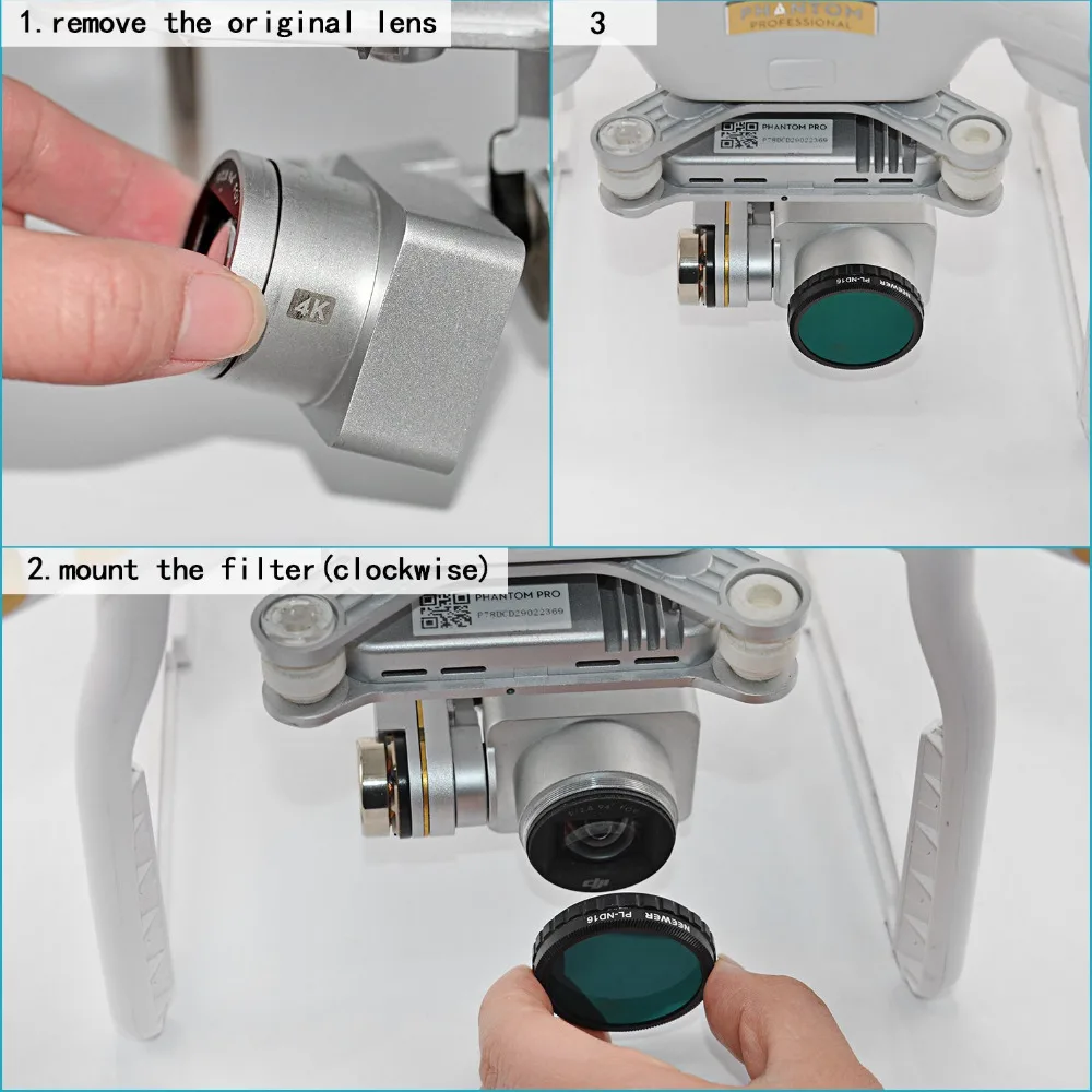 Набор фильтров Neewer из 3 предметов для DJI Phantom 4 Professional + расширенный полноцветный