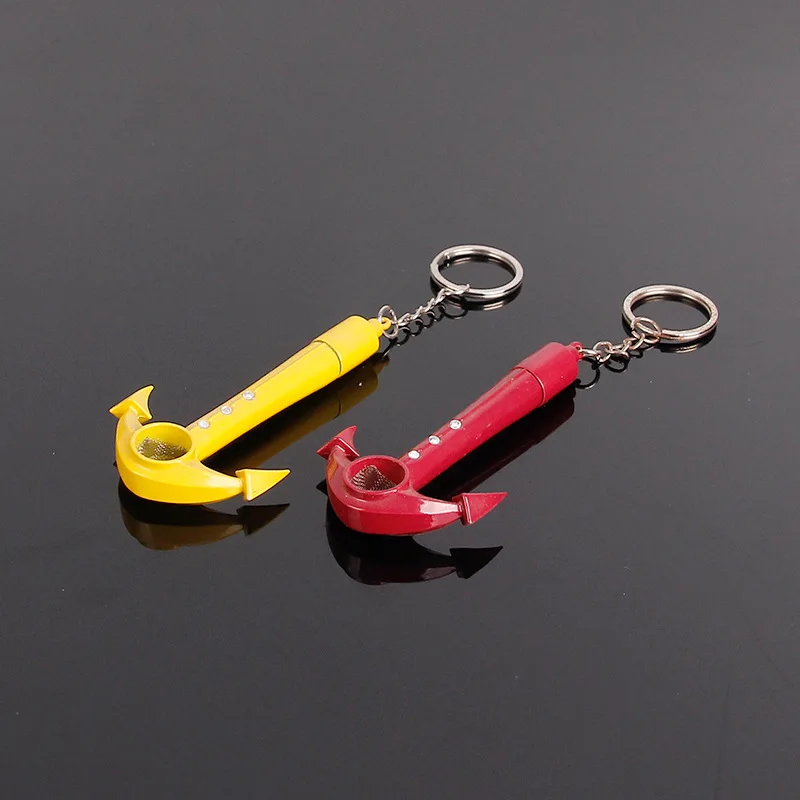 Anchor Shape Metal Pipes Tobacco Pipe Keychain Smoking Smoke Detectors Pendant Grinder Narguile Hookah Mouthpiece | Дом и сад