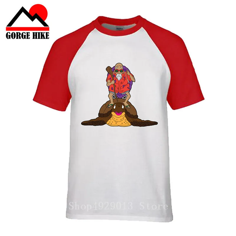 3XL Harajuku Япония аниме Жемчуг дракона футболка Мужская забавная Master Roshi Son Goku Goten Gohan