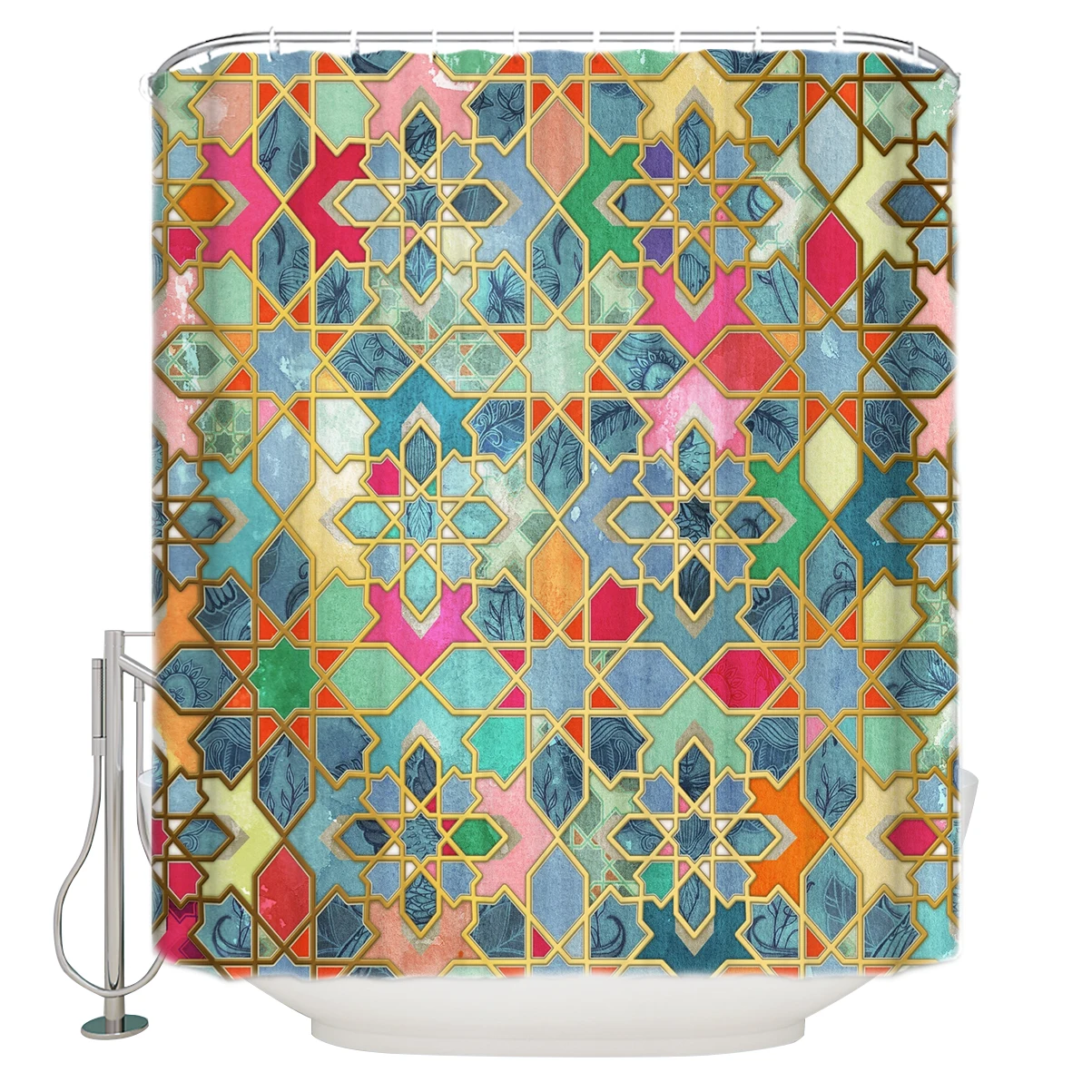 Золотые и великолепные красочные марокканские мозаичные очень длинные тканевые