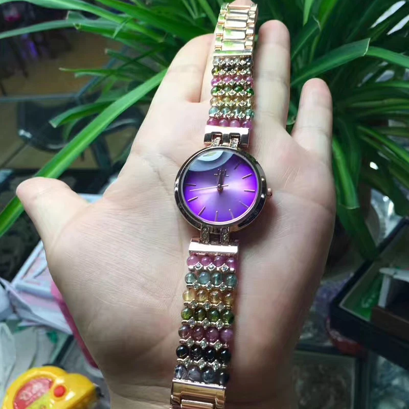 Природный турмалиновый камень браслет из натурального граната и часы 33 мм сделай