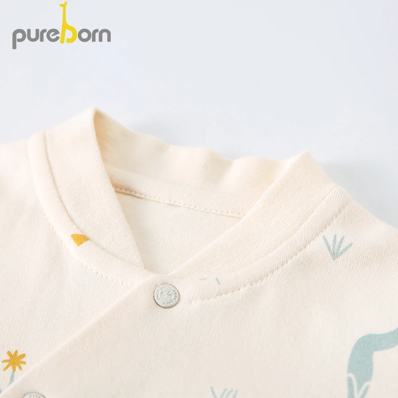 Pureborn/хлопковый комбинезон для новорожденного унисекс с длинными рукавами