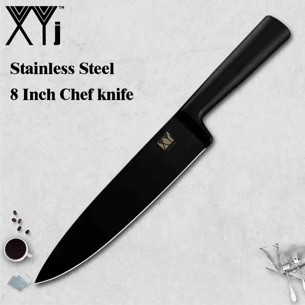 F.8 chef knife XYj набор кухонных ножей из нержавеющей стали, острые, все черные, легкие усилия, Не липкие, точилка для кухонных ножей, держатель Knfie - Цвет: F.8 chef knife
