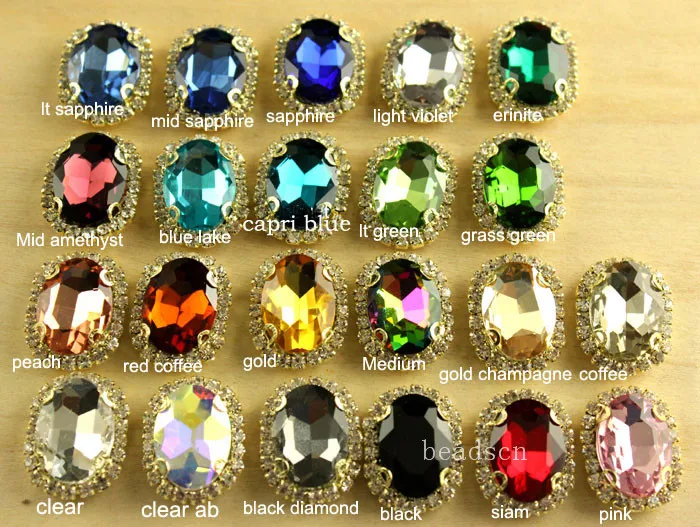 12 шт./лот 13x18 мм овальной формы с плоским основанием Пришивные кристаллы со