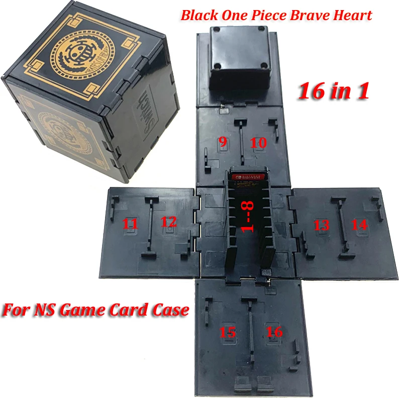 Black OnEPiece Heart Новинка, противоударные игровые карты, чехол NS, жесткий корпус, коробка для нитендовых игр, аксессуары для хранения 16 в 1 - Цвет: Black OnEPiece Heart