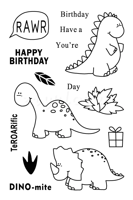 Динозавр/День рождения/прозрачные силиконовые штампы для скрапбукинга