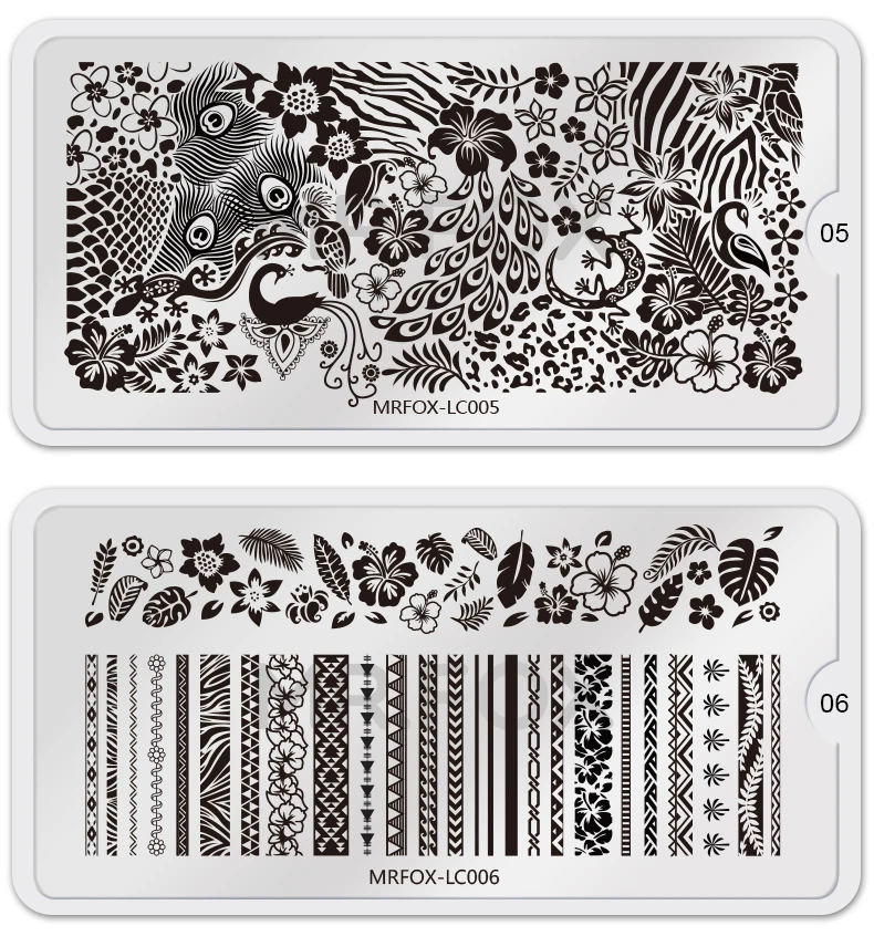 Прямоугольные пластины шаблоны для стемпинга ногтей 1 шт. цветы бабочки
