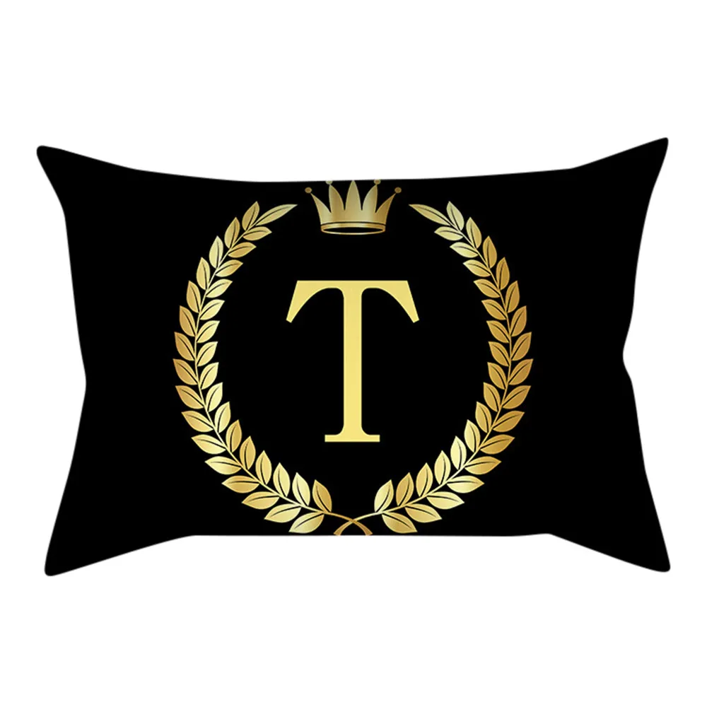 2019 декоративная наволочка для подушки черного и золотого цвета с буквенным