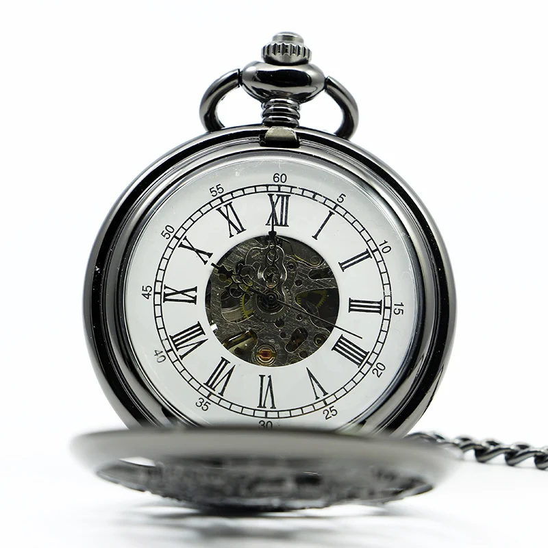 Black Beast Kylin Skull Handmade Mechanical Pocket Watch Vintage Pendant Necklace Bracelet Steampunk Clock Gift