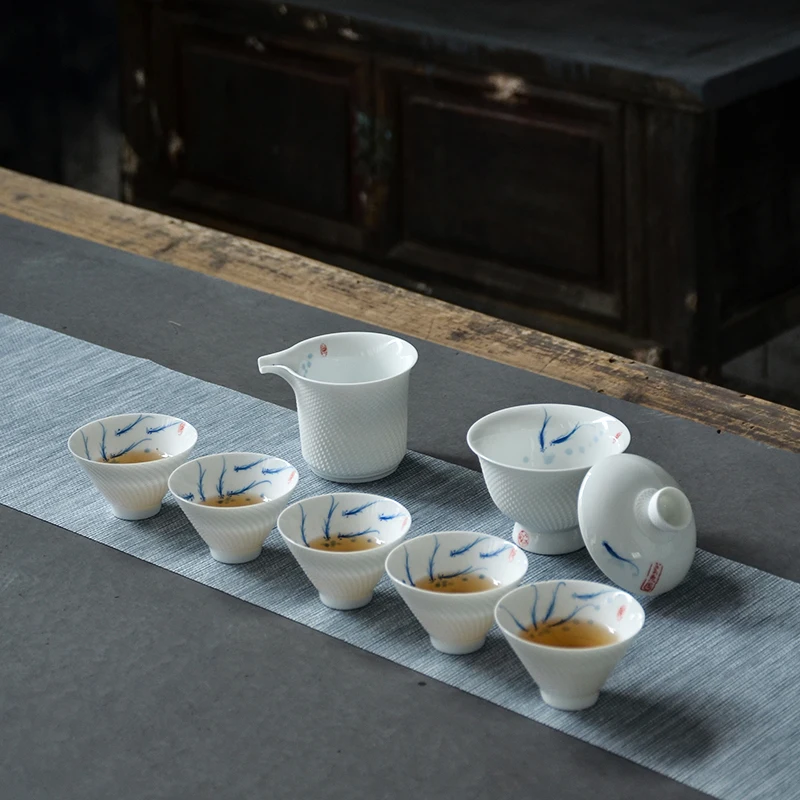 TANGPIN керамический чайник, чайник, ручная роспись, gaiwan, чайная чашка, рыба, китайские чайные наборы кунг-фу, 150 мл