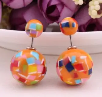 Новинка 2016 г. Ганда мозаика граффити большой шар Двойные серьги жемчужные