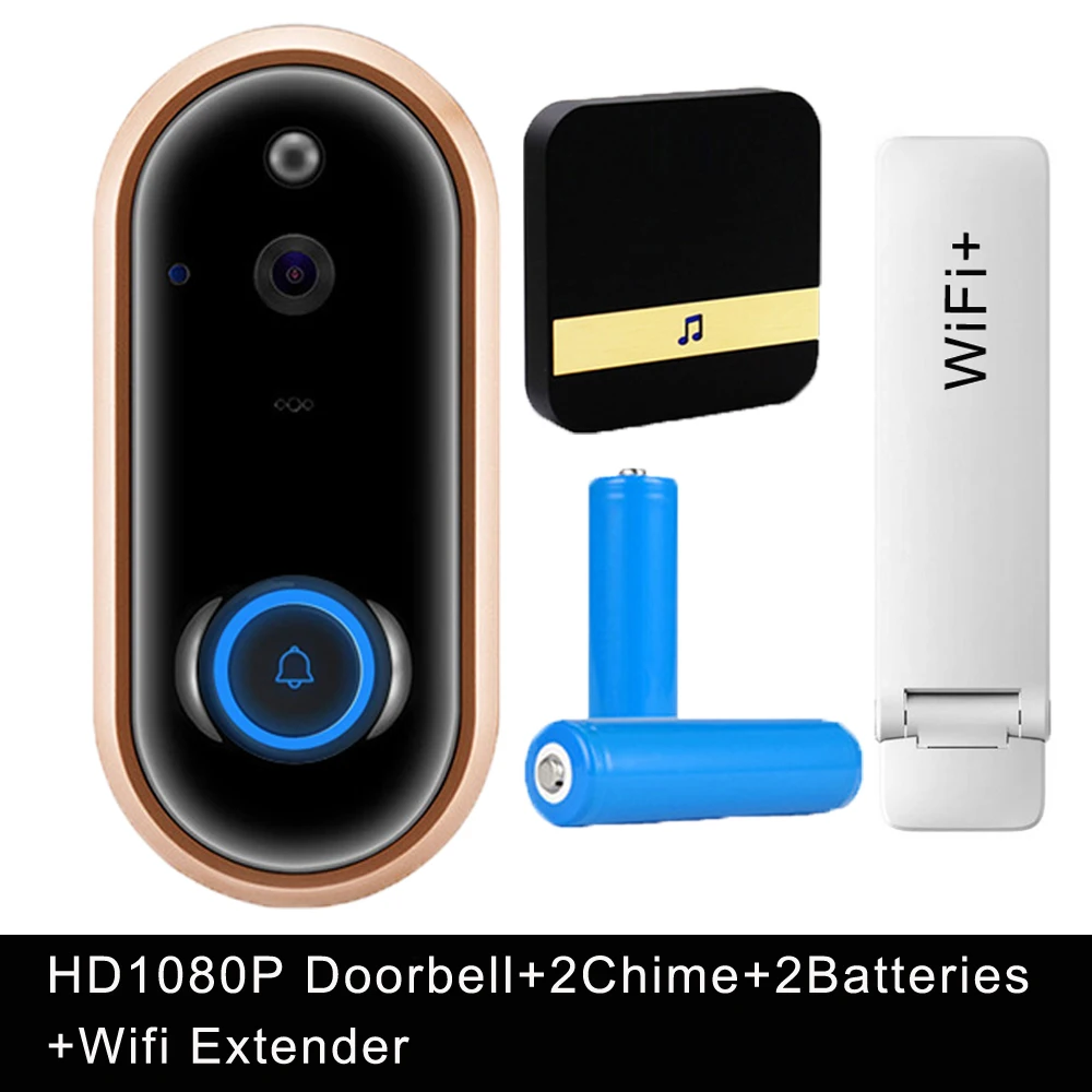 Yiktree HD 1080P Wifi видео дверной звонок беспроводная домашняя батарейка камера двухсторонняя аудио разговора ночное видение PIR Смарт дверной звонок кольцо - Цвет: M6-G-1in-BB-wifi