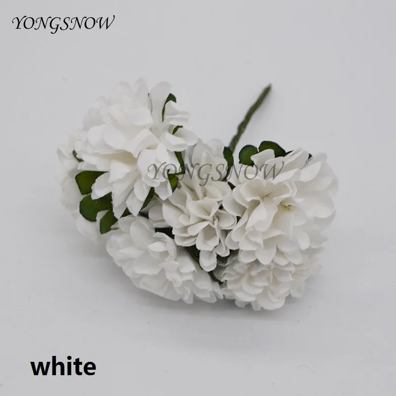 white 72 шт./лот, 3 см, искусственные бумажные цветы, хризантема, букет цветов, украшение для свадебной вечеринки, сделай сам, скрапбукинг, венок, искусственный цветок - Цвет: white