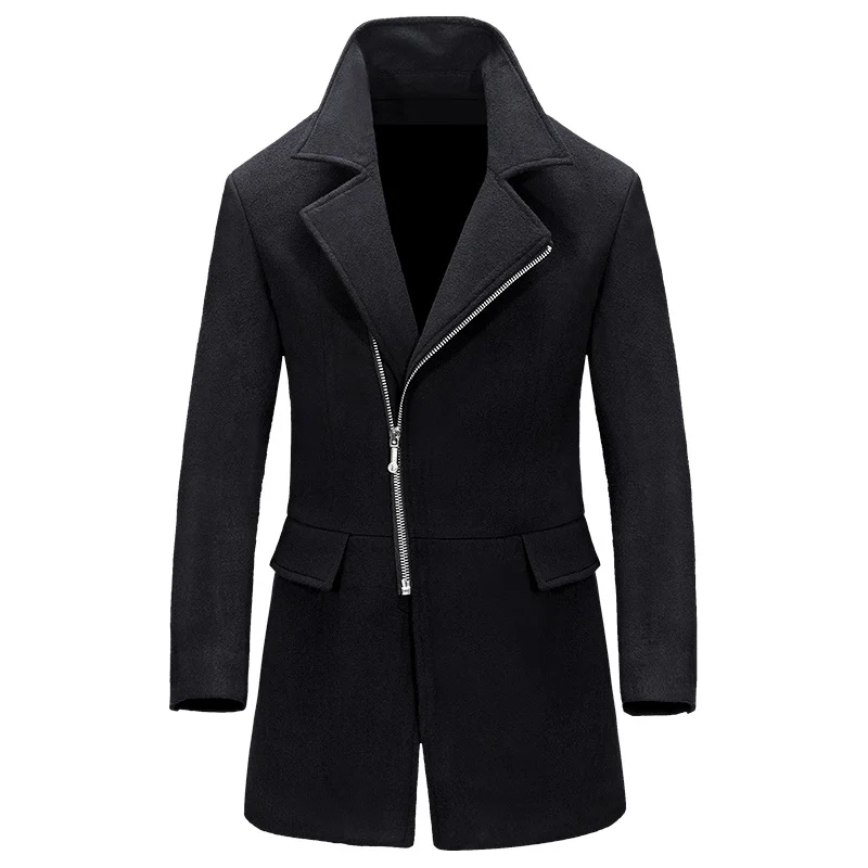 

2017 New Design Men's Wool Coat Winter Long Thick Woolen Coat Men Fashion Casual Overcoat Red Black Jacket Warm Clothing for Men