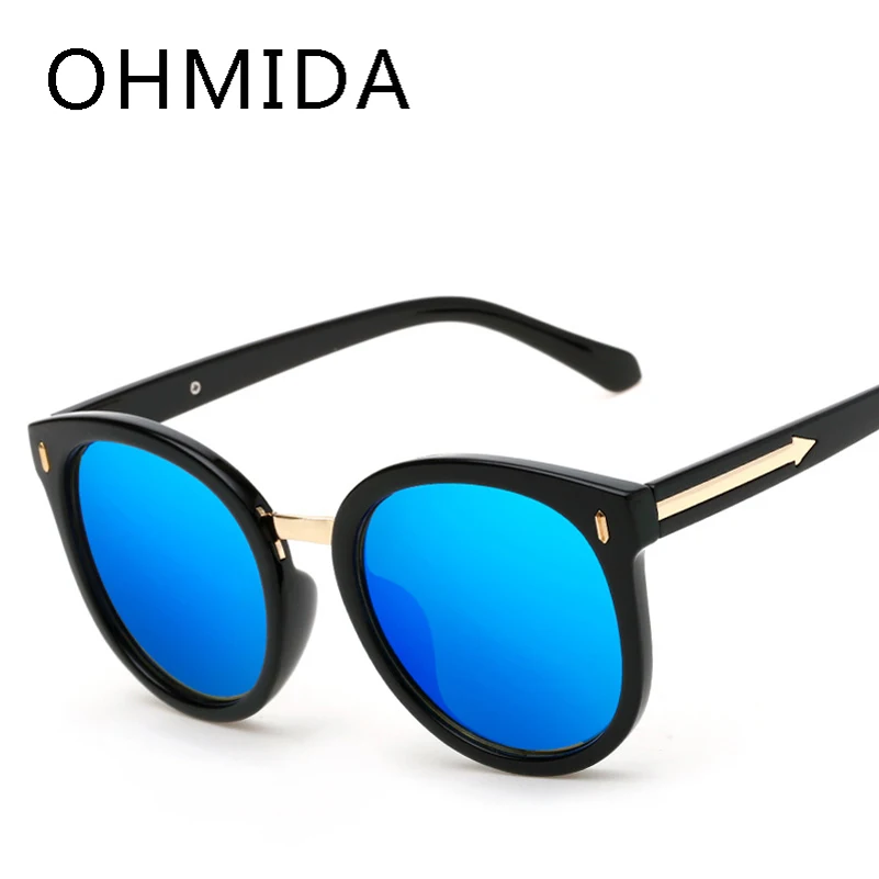 OHMIDA зеркальные солнцезащитные очки для женщин 2019 Круглые розовые UV400 Винтаж