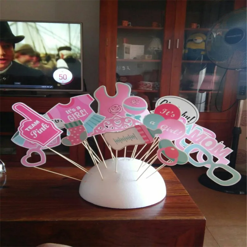 Photo Booth Baby Shower украшения «сделай сам» его девушка реквизит для фотографий новорожденных девочек 1th День рождения розовый фото стенд Реквизит Baby Shower
