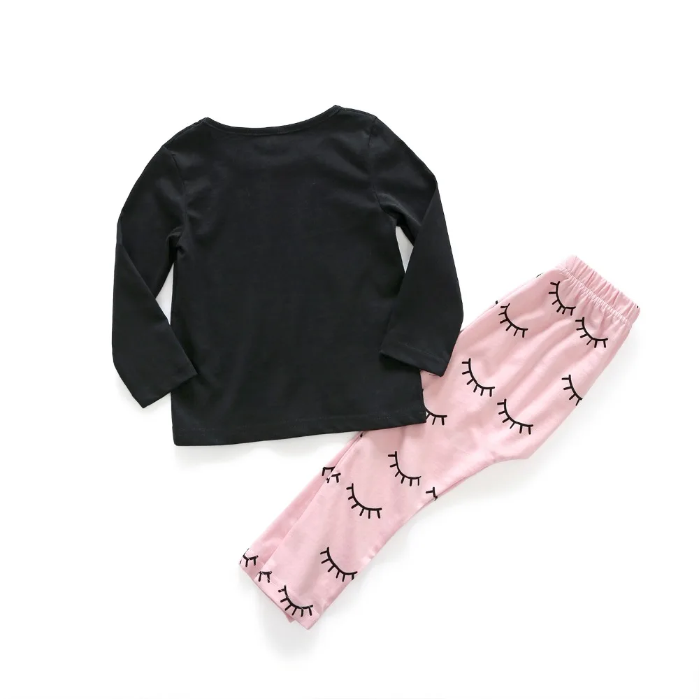 Хлопковая футболка с длинными рукавами и принтом губ для маленьких девочек топы +