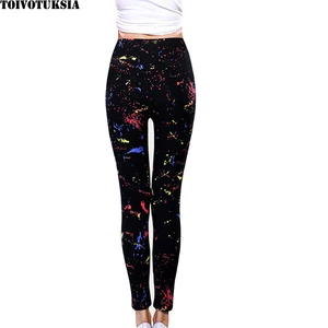 Женские леггинсы с принтом TOIVOTUKSIA, разноцветные черные леггинсы из спандекса с принтом