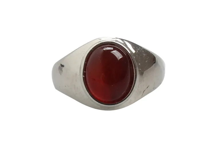 Red Stone Натуральный тигровый глаз Овальный зеленый/красный камень мужские кольца из нержавеющей стали толстое кольцо простой короткий дизайн мужские ювелирные изделия коробка подарок - Цвет основного камня: Red Stone