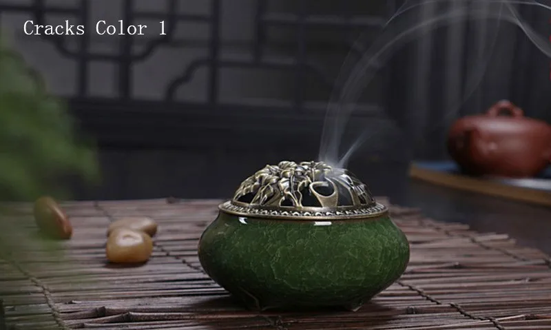 1 шт.(12 стилей и цветов на выбор)+ подарок Celadon с медной крышкой конус горения/катушка керамическая Курильница