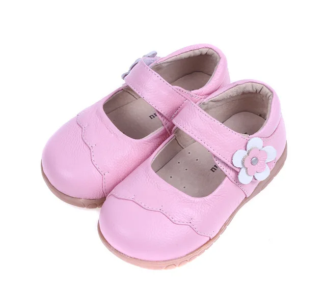 Pink Детская обувь; Новинка года; сезон весна; модная обувь из натуральной кожи для девочек; вечерние туфли принцессы на плоской подошве; детская черная обувь Mary Jane с цветочным принтом - Цвет: Pink