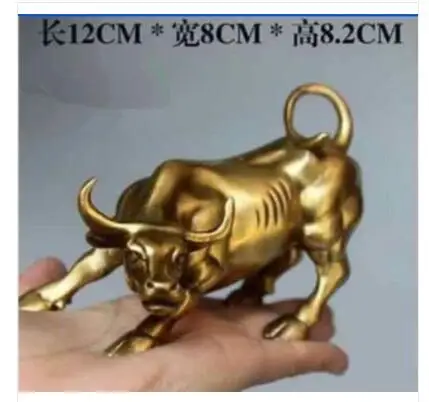 

Size:12cm Big Wall Street Bronze Fierce Bull OX Statue-Brass Art Bronze Copper sculpture home decoration